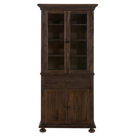 Small Space China Cabinet with Glass Doors and Shelves